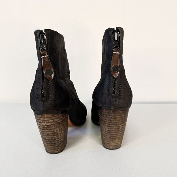 Rag & Bone Classic Newbury Black Suede Stacked Heel Ankle Boots - Picture 4 of 6
